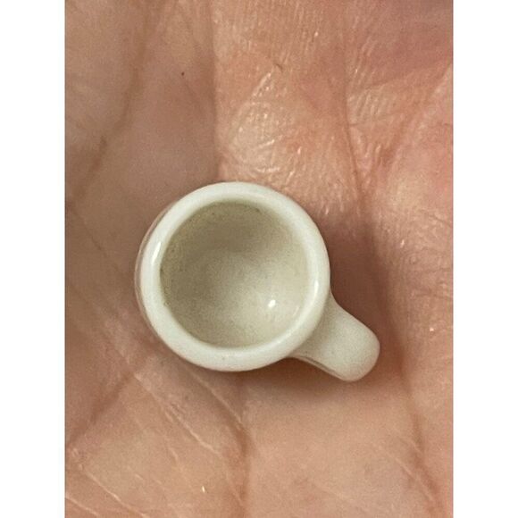 Vintage Miniature White Ceramic Coffee Mug With name Jon Spell Out Dollhouse - Picture 3 of 5